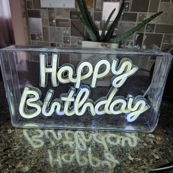 LED Neon Light Stand - Happy Birthday, White, New In Box - Picture 6 of 6